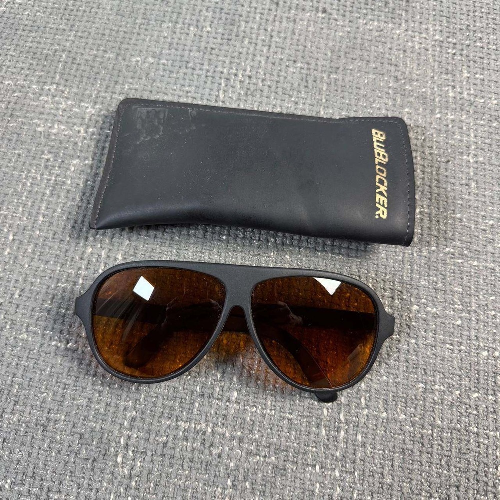 BluBlocker Aviator Sunglasses Unisex Black Amber HD Lens Vintage Retro 90s